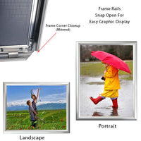 18 x 24 Snap Frame with Mitered Corners Wall Mounts in Portrait or Landscape Position