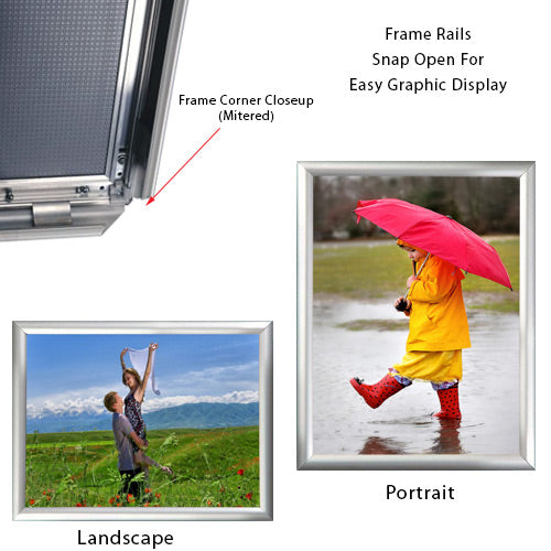 18 x 24 Snap Frame with Mitered Corners Wall Mounts in Portrait or Landscape Position