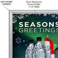 Mitered Safety Edge Rounded Corners Snap Frame with 1.25 Wide Silver Frame Profile