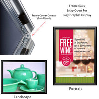 24 x 36 Snap Frame with Safe Round Corners Wall Mounts in Portrait or Landscape Position