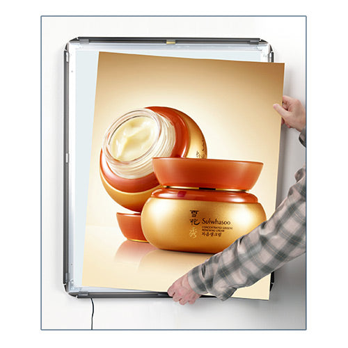 Wall Mount, Front Loading 30x36 LED Poster Snap Frames | Quick Change Aluminum Snap Frame by Flipping Up Each Frame Side for Easy Access