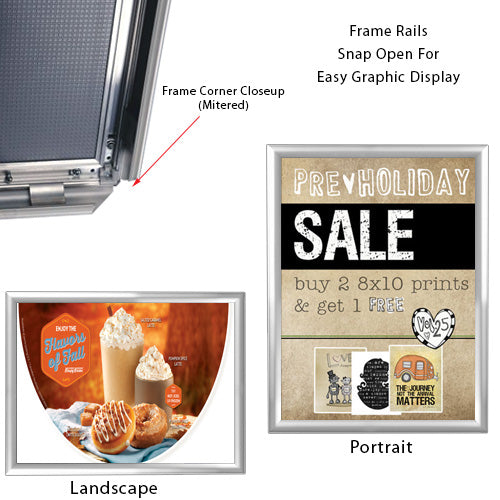 40 x 60 Snap Frame with Mitered Corners Wall Mounts in Portrait or Landscape Position