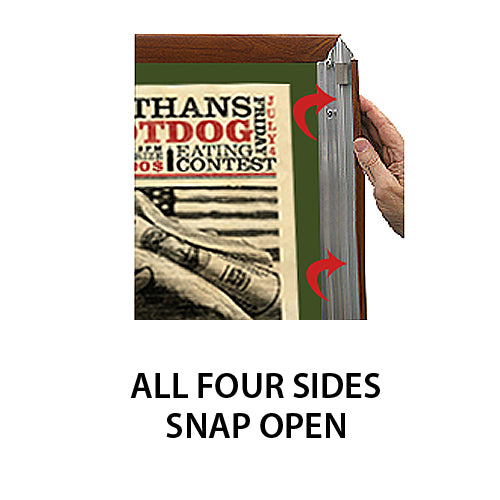 ALL 4 WOOD FRAME RAILS SNAP OPEN FOR EASY CHANGE of POSTERS 27 x 39