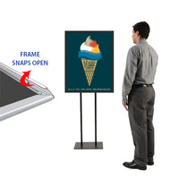 Double Pole Floor Stand 17x22 Sign Holder | Snap Frame 1 1/4" Wide