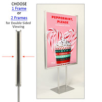 Double Pole Floor Stand 36x60 Sign Holder | Snap Frame (with Radius Corners)