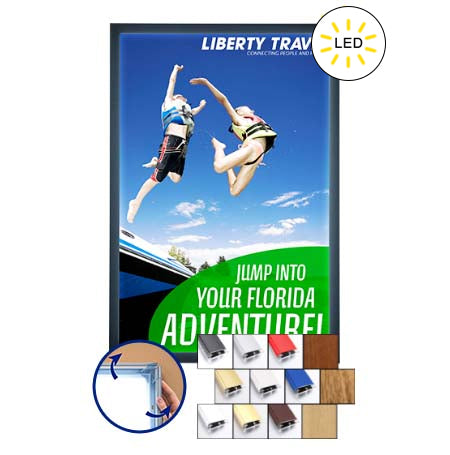 SwingSnap LED Lighted Poster Snap Frames for 30x40 Graphics and Signs with 1 1/4" Wide Aluminum Frame