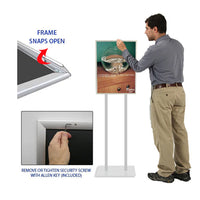 Double Pole Poster Floor Stand 30x30 Sign Holder with SECURITY SCREWS on Snap Frame 1 1/4" Wide