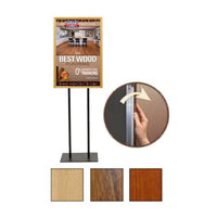 Double Pole Floor Stand 17x22 Sign Holder | Wood Snap Frame 1 1/4" Wide