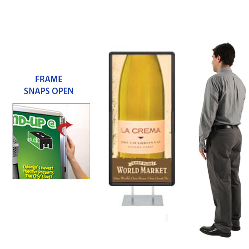 Double Pole Floor Stand 40x50 Sign Holder | Snap Frame (with Radius Corners)