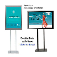 Double Pole Floor Stand 24x60 Sign Holder | Snap Frame 2 1/2" Wide
