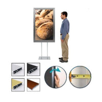 Double Pole, Floor Stand 48x72 Sign Holder | Poster Snap Frame with Bold 2 1/2" Wide Profile - Choose One or Two-Sided Sign Stand