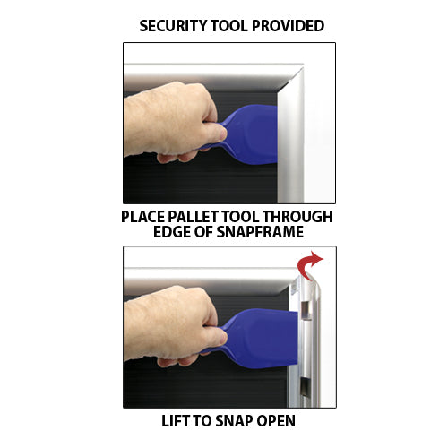 SwingSnap Poster Snap Frames with 1 1/4" Security Profile for Mounted Graphics on Rigid Boards 1/8", 3/16", and 1/4" Thick in 35+ Sizes