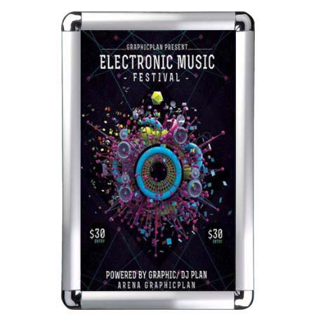 Economical, 24x36 Wall Snap Frame Poster Sign Holder 1" Rounded Corners | Fast Change, Snap Open Frame with Silver Finish